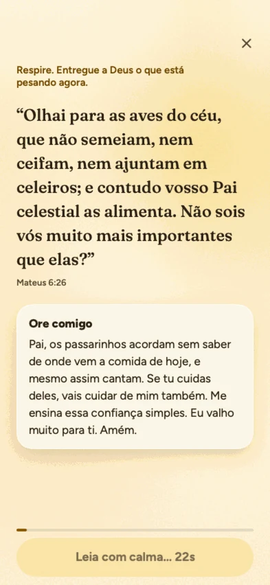 Tela de oração com versículo de Mateus 6:26 e uma oração curta