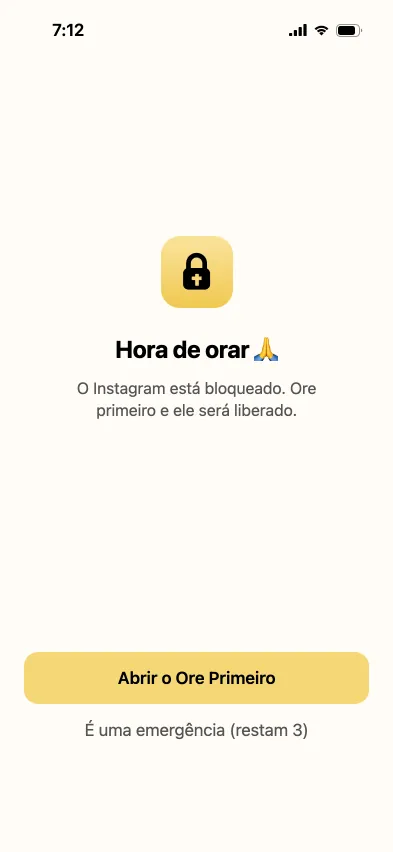 Aviso do Ore Primeiro no lugar do Instagram: hora de orar